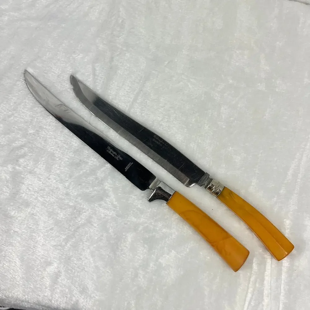 Washington Forge Bakelite Handle Carving Knives Lot of 2 Vtg 11.5